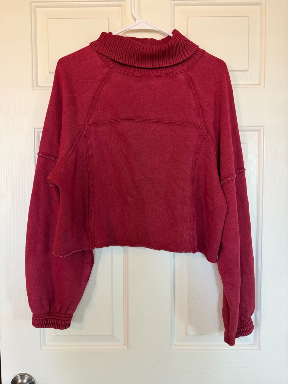 Aerie Cozy Cropped Turtleneck Sweater - Deep Red size XS